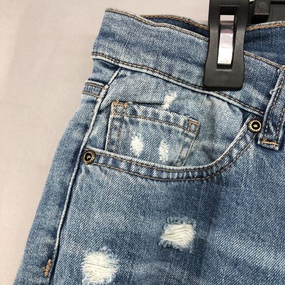 NY&C SOHO Distressed Curvy Boyfriend Stretch Denim Jeans Size 12 Women New Stain - Picture 2 of 15